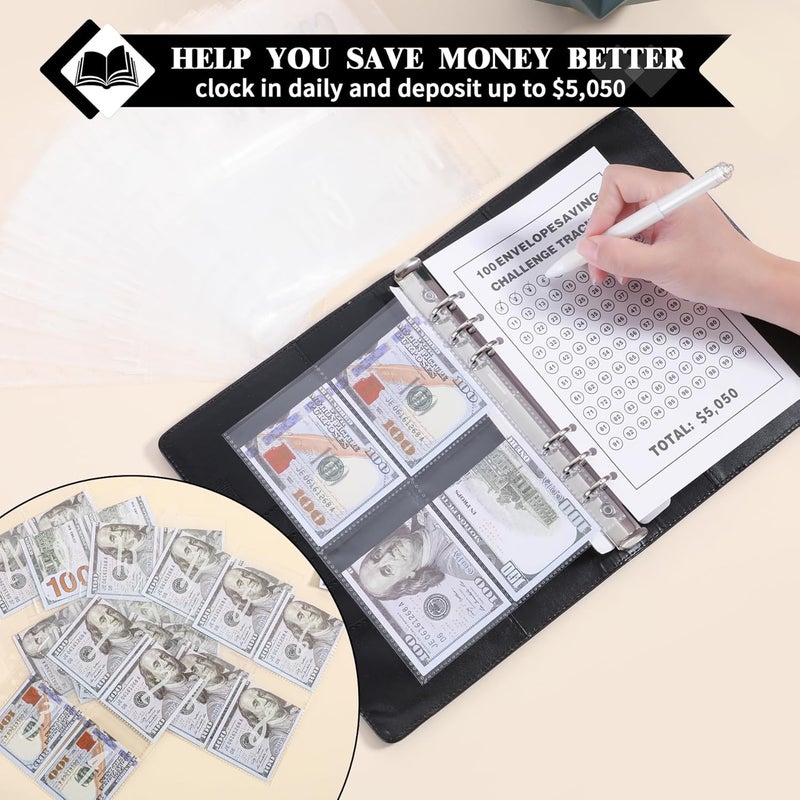 NICOOTH 100 Envelopes Money Saving Binder A5 Savings Challenge Book Easy and Fun Way to Save $5050 - Image 4